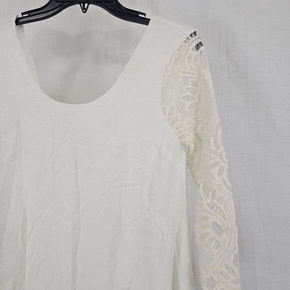 Lovers + Friends Freesia White Mini Dress Size XS Deep Back Lace Sleeves Ivory - Picture 3 of 7